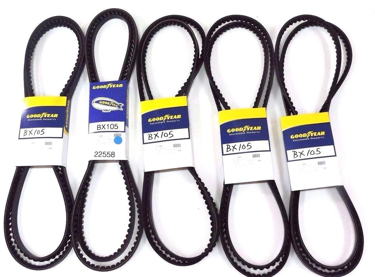 Used LOT OF 5 NEW GOODYEAR BX105 BELT-V TORQUE FLEX COGGED .66" WD X 108" BELTS