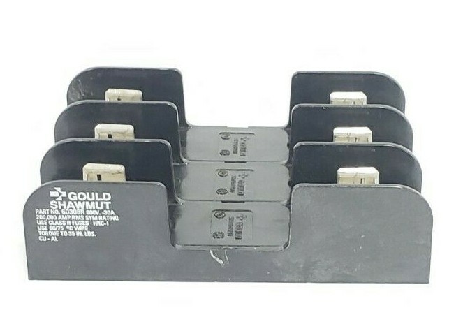 Used GOULD SHAWMUT 60308R 600V 30A FUSE BLOCK