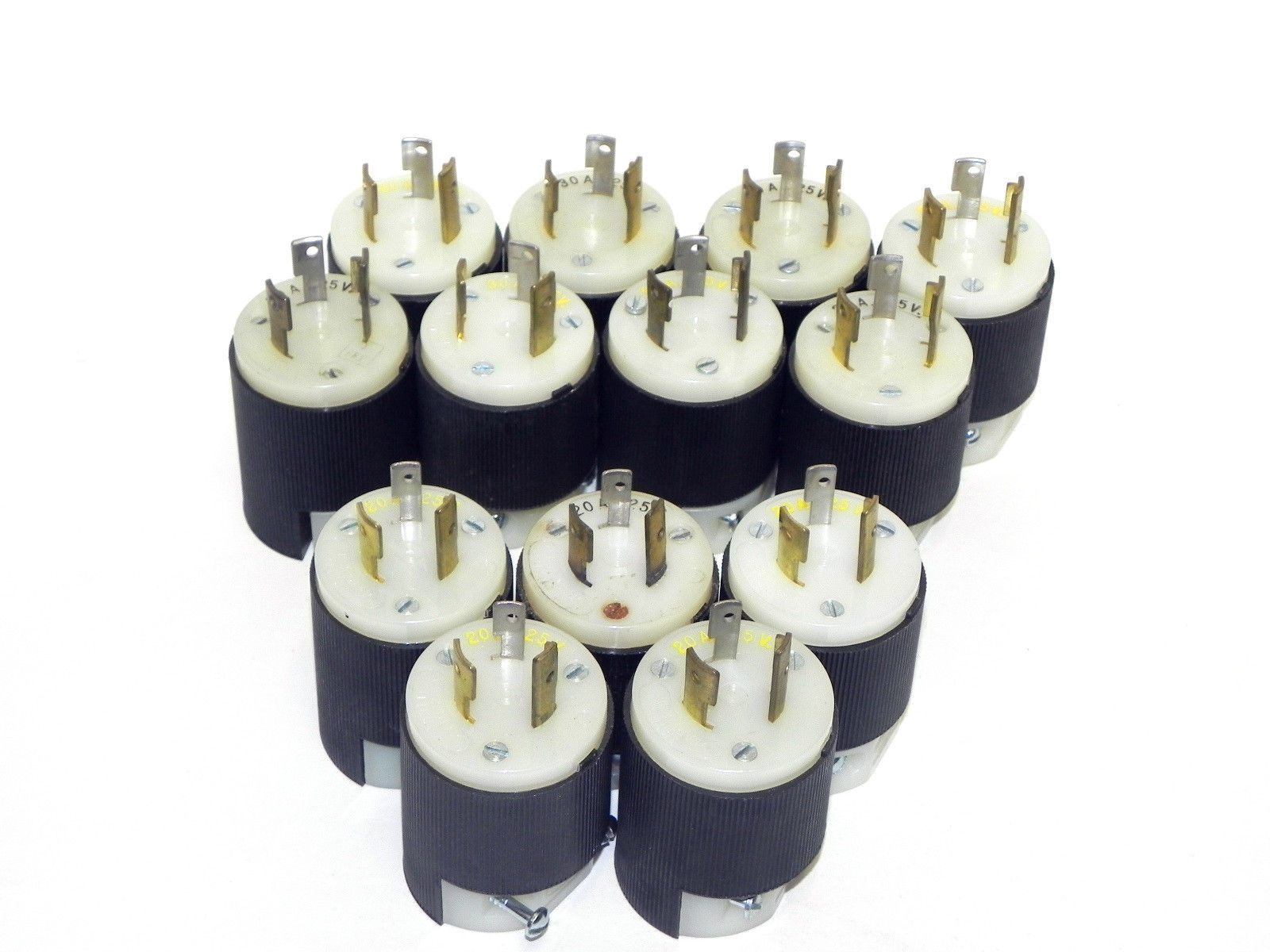 Used LOT OF 13 HUBBELL 231A TWISTLOCK POWER CONNECTOR ADAPTER PLUGS (5 20A & 8 30A)