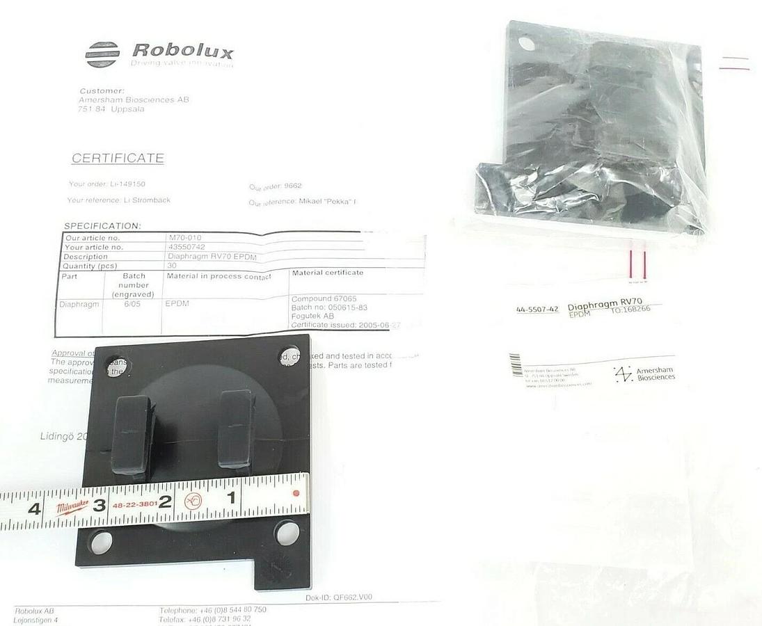 Used LOT OF 2 NEW AMERSHAM BIOSCIENCES 44-5507-42 DIAPHRAGM RV70 EPDM TO: 168266