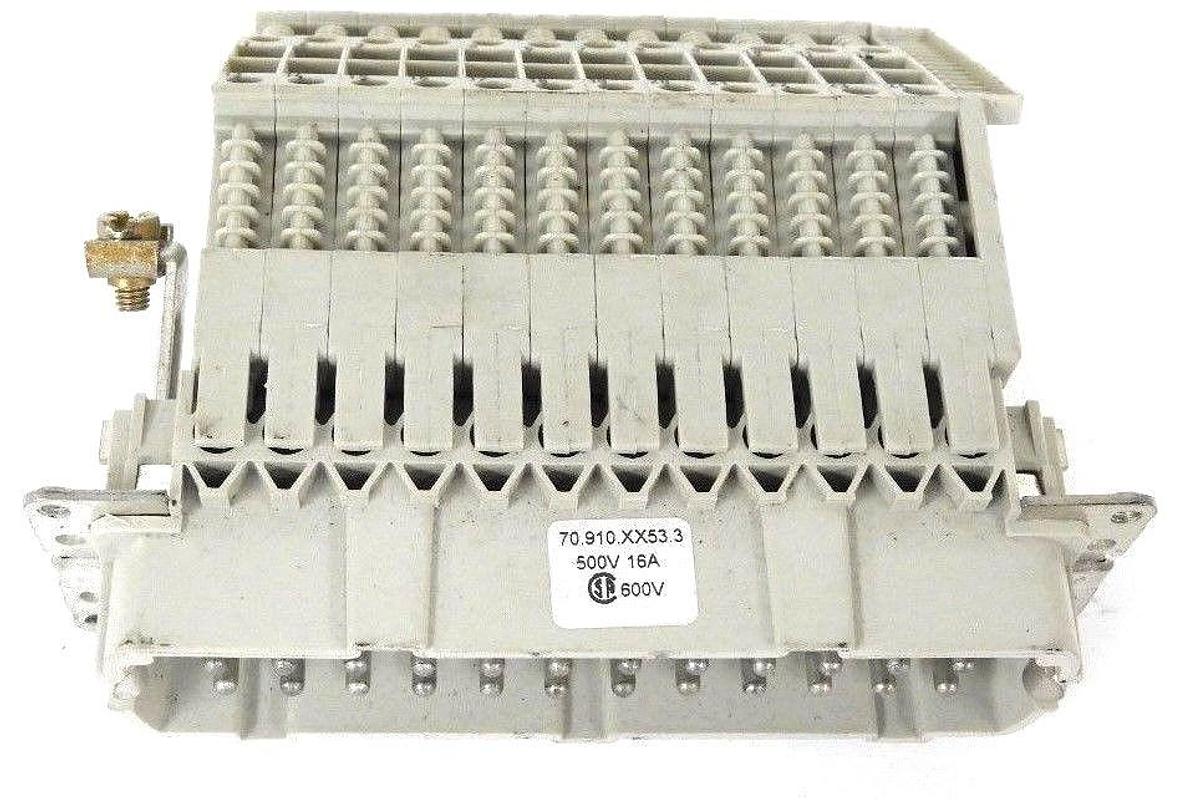 Used WIELAND 70.910.XX53.3 CONNECTOR 70910XX533, 24-PIN, 500V 16A, 600V