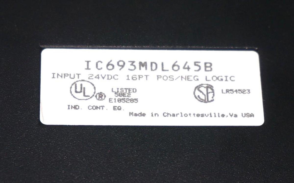 Used GE FANUC IC693MDL645B 16 PT. INPUT MODULE 24VDC POS/NEG LOGIC IC693MDL645