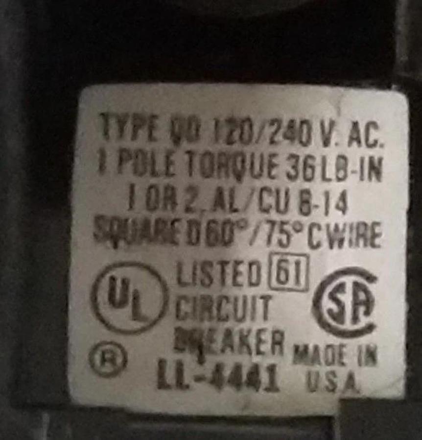 Used LOT OF 10 SQUARE D TYPE QO 120/240VAC 1 POLE CIRCUIT BREAKERS LM-2120