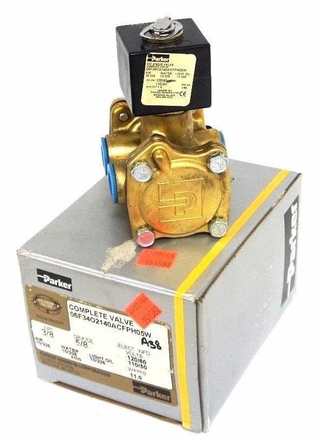 Used NIB PARKER 06F34O2140ACFPH05W SOLENOID VALVE 3/8" NPT, 5/8" ORIFICE