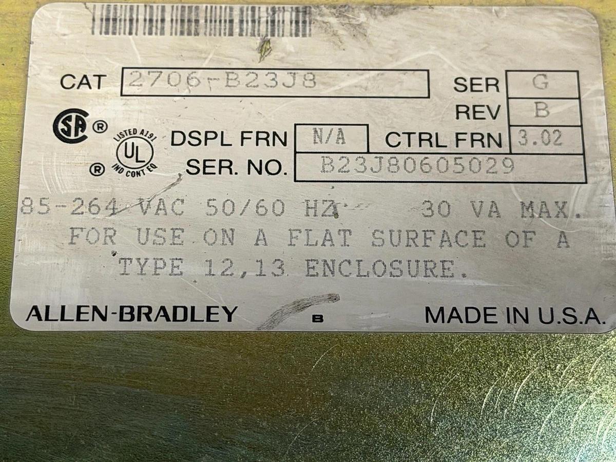 Used Allen Bradley 2706-B23J8 /G DataLiner Message Display 2-Line 120VAC USED