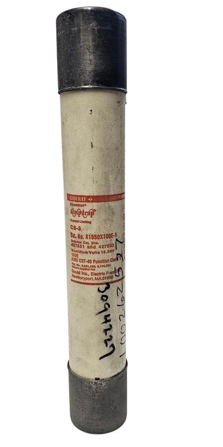 Used GOULD SHAWMUT CS-3 AMP-TRAP CURRENT LIMITING FUSE A1550X100E-1 15.5KV 100E CS3
