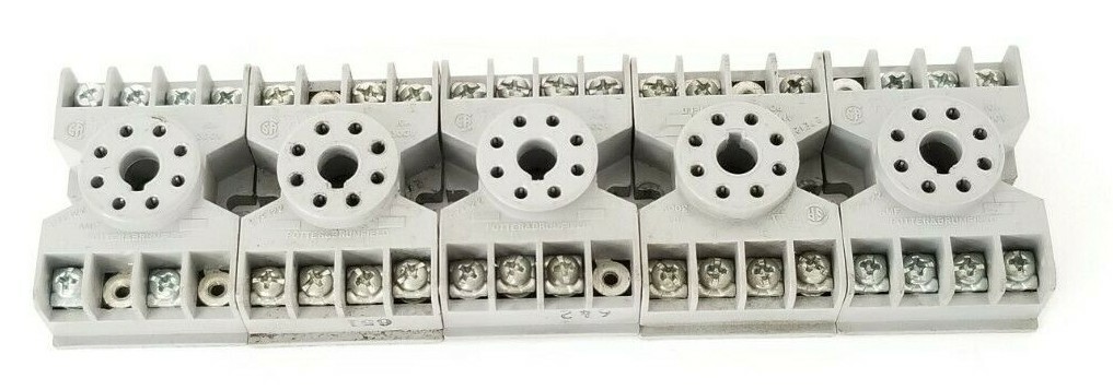 Used LOT OF 5 POTTER & BRUMFIELD 27E122 RELAY SOCKETS 10A 300V
