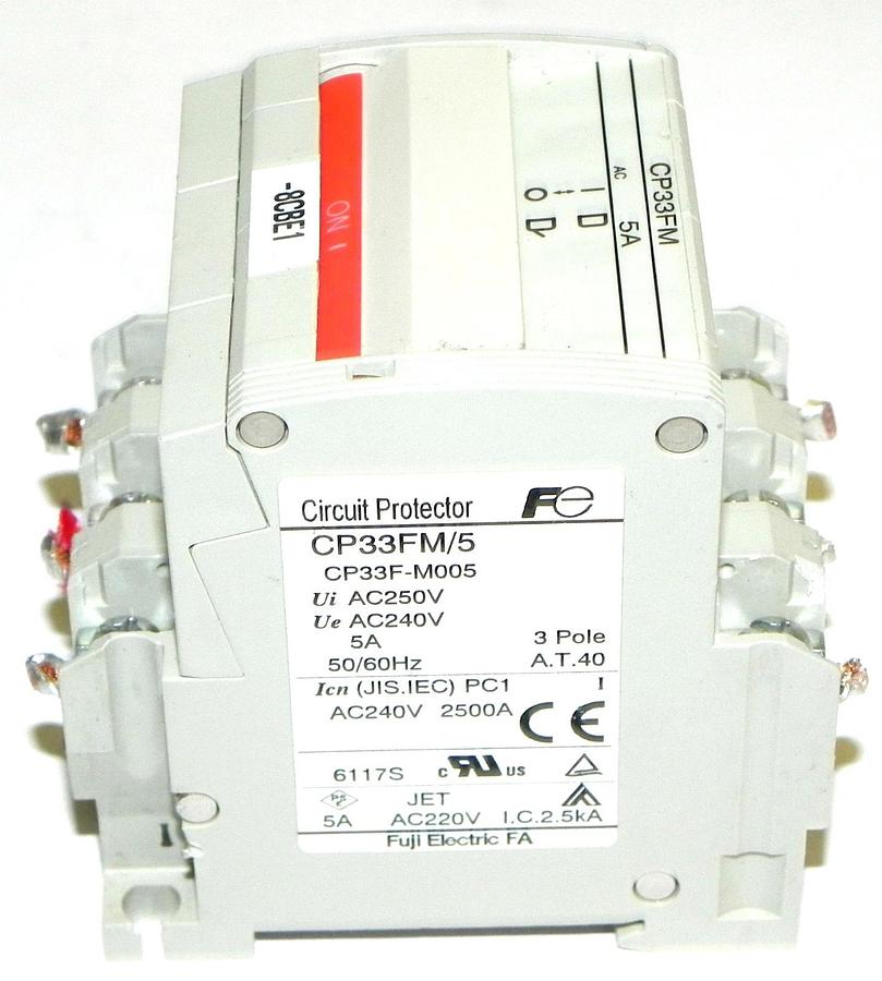 Used FUJI ELECTRIC CP33FM/5 CIRCUIT BREAKER 5A, 3P, CP33F-M005