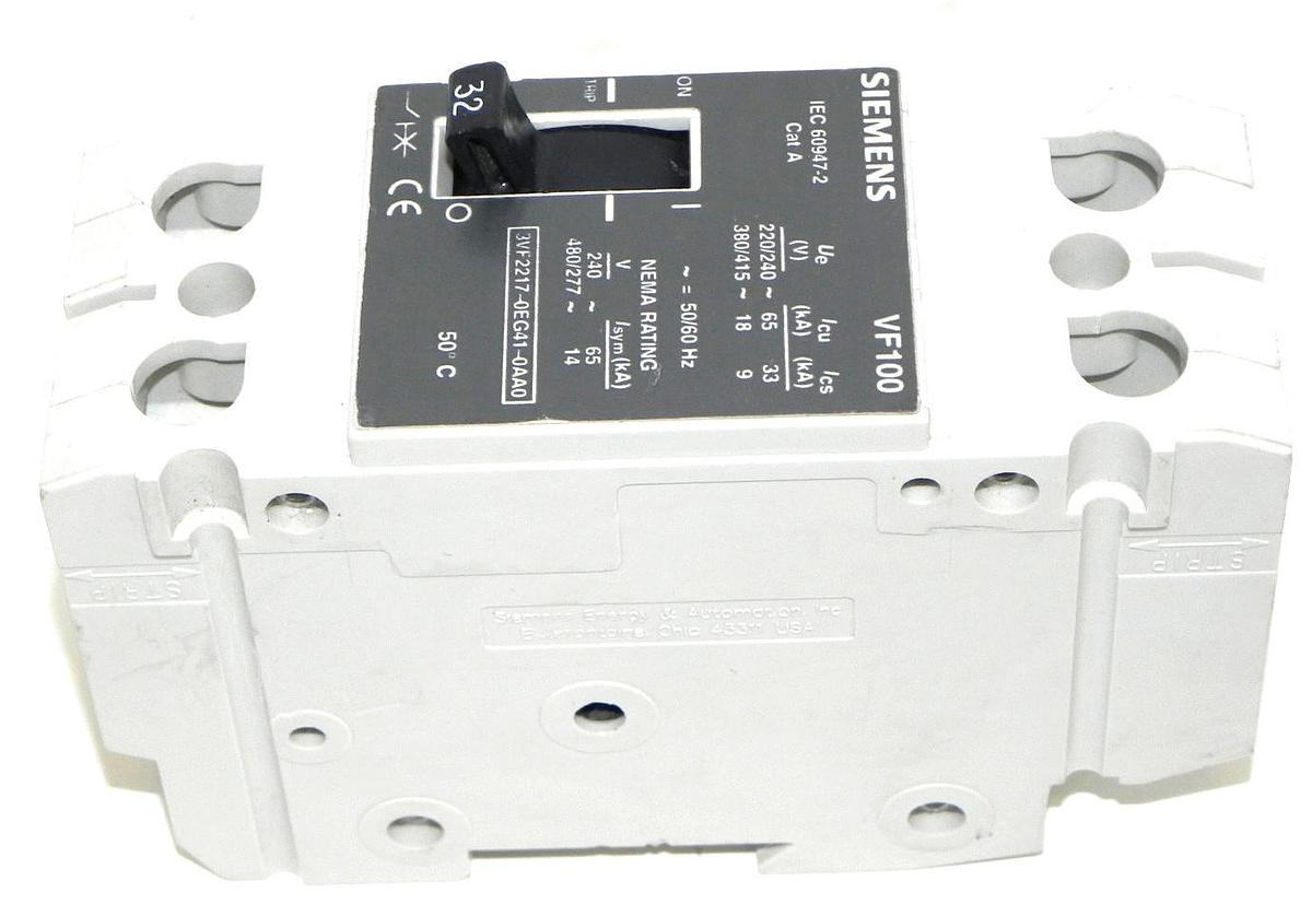 Used SIEMENS 3VF2217-0EG41-0AA0 CIRCUIT BREAKER VF100 3VF22170EG410AA0