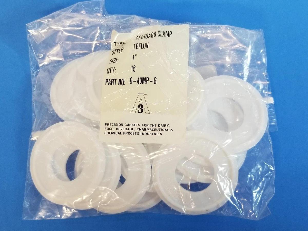 Used LOT OF 16 NEW PURESERVE SYSTEMS 0-40MP-G TEFLON GASKETS 040MPG, 1''