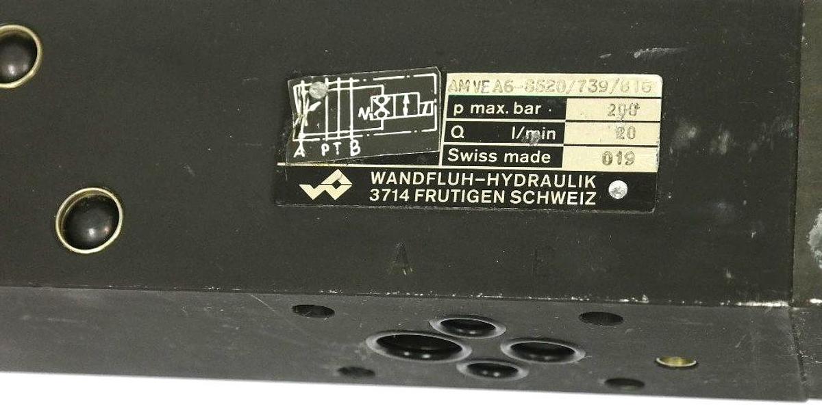 Used WANDFLUH-HYDRAULIK AMVEA6-S520/739/816 VALVE 200 P MAX. BAR 24V