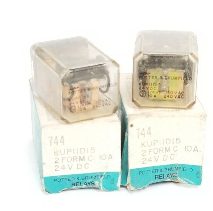Used LOT OF 2 POTTER & BRUMFIELD KUP-11D15-24 RELAYS 24VDC, KUP11D1524 (IN BOX)