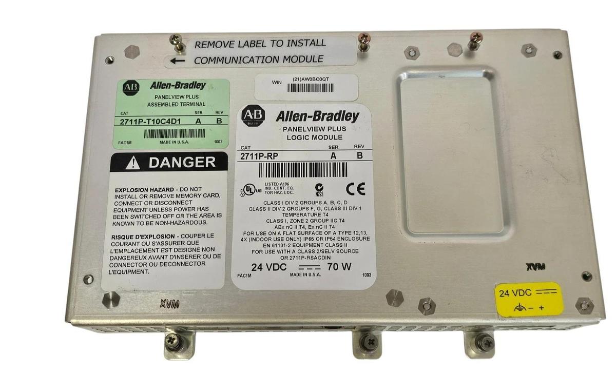 Used ALLEN BRADLEY 2711P-RP SER. A REV. B PANEL VIEW PLUS LOGIC MODULE 2711P-T10C4D1