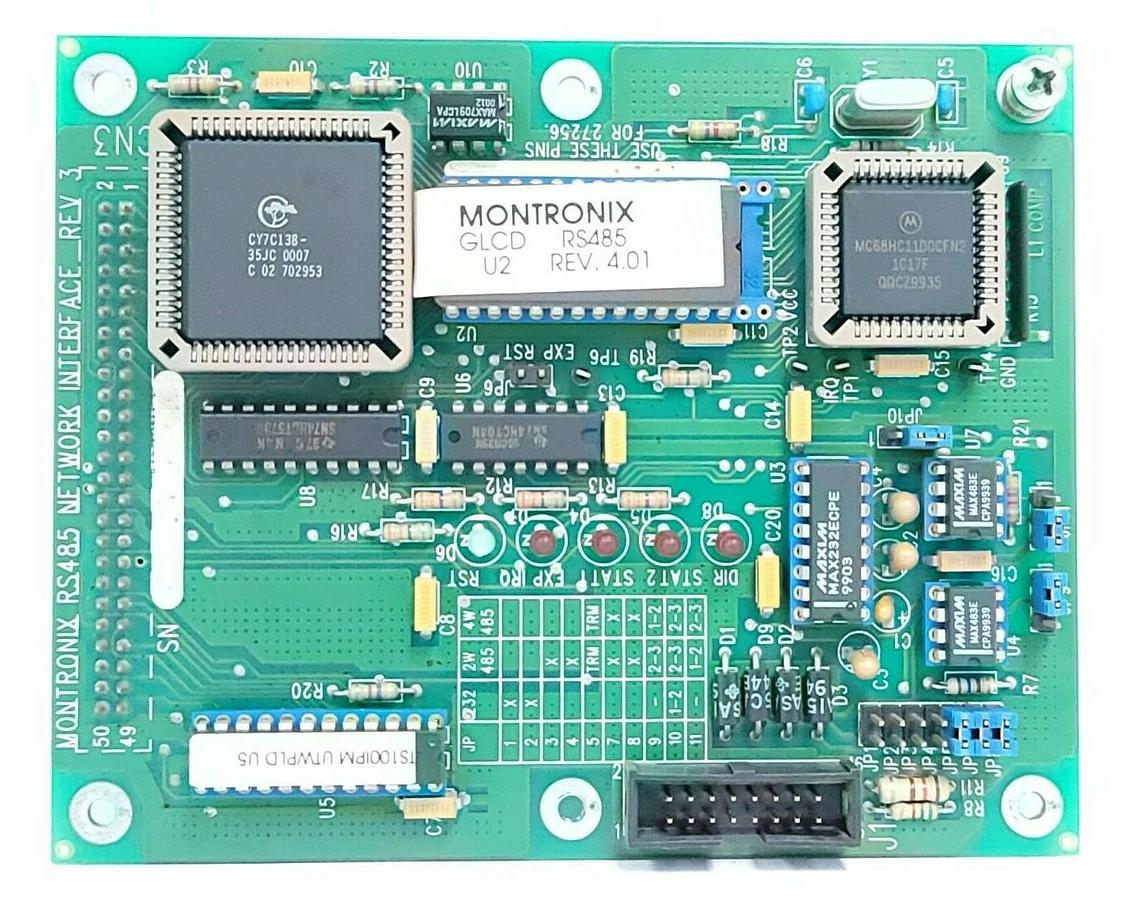 Used MONTRONIX RS485 NETWORK INTERFACE REV. 3 BOARD GLCD RS485 U2 REV. 4.01