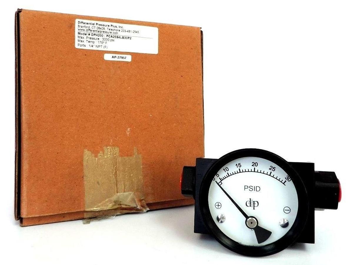Used NIB DIFFERENTIAL PRESSURE PLUS PCA25S4LB30P2 GAUGE DPH200