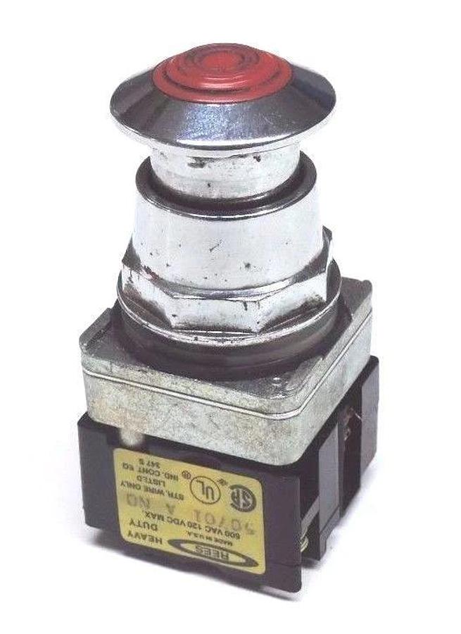 Used LOT OF 2 REES CONTACT BLOCKS 50701-A-NO & 50702-B-NO W/ RED CAP PUSHBUTTON