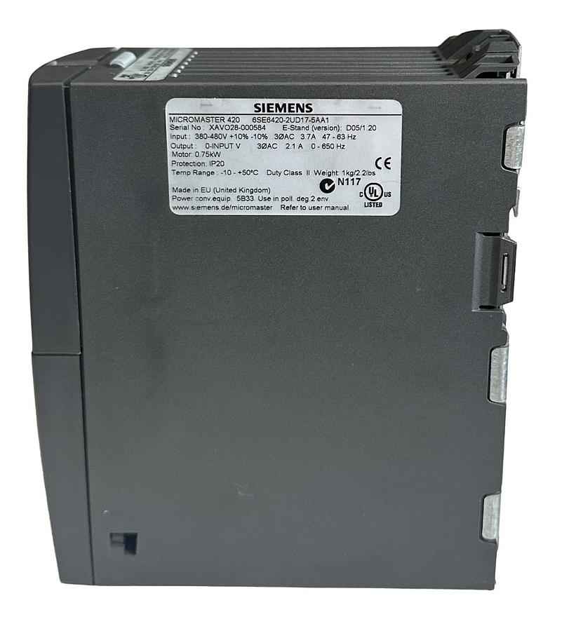 Used SIEMENS 6SE6420-2UD17-5AA1 / 6SE64202UD175AA1 MICROMASTER 420 0.75kW 480V NSNP