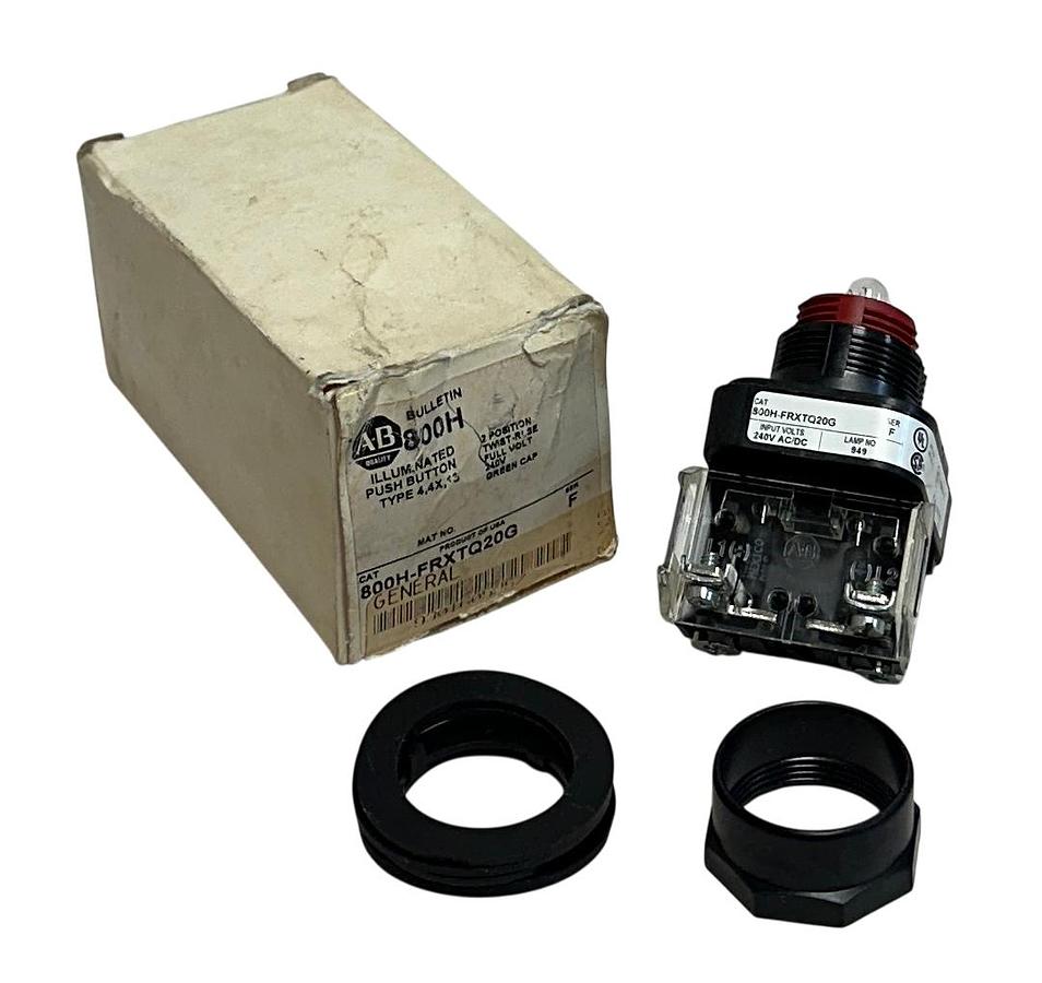 Used ALLEN BRADLEY 800H-FRXTQ20G /F ILLUMINATED PUSH-PULL DEVICE 30mm 240V NSMP *