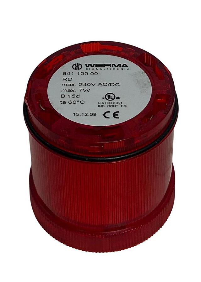 Used 10 WERMA 641 100 00 / 64110000 PERMANENT LIGHT ELEMENTS RED 240VAC/DC 7W USNP