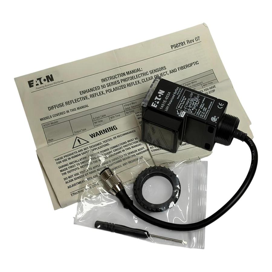 Eaton 1451E-6534 Enhanced 50 Series Polarized Reflex Photoelectric Sensor New
