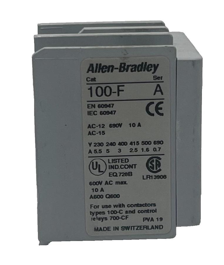 Used LOT OF 4 Allen Bradley 100-FA40 SER A Auxiliary Contact Block 100-F 10A 600V