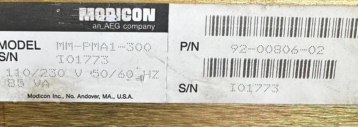 Used MODICON PA-0601-300 / PA0601300 PANEL MATE POWER UNIT MM-PMA1-300 92-00806-02