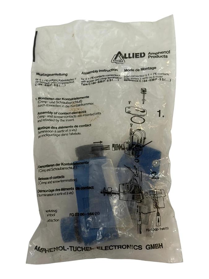 Used Amphenol Tuchel C164-639F-5S 4+PE Pin Blue Industrial Connector Assembly Kit