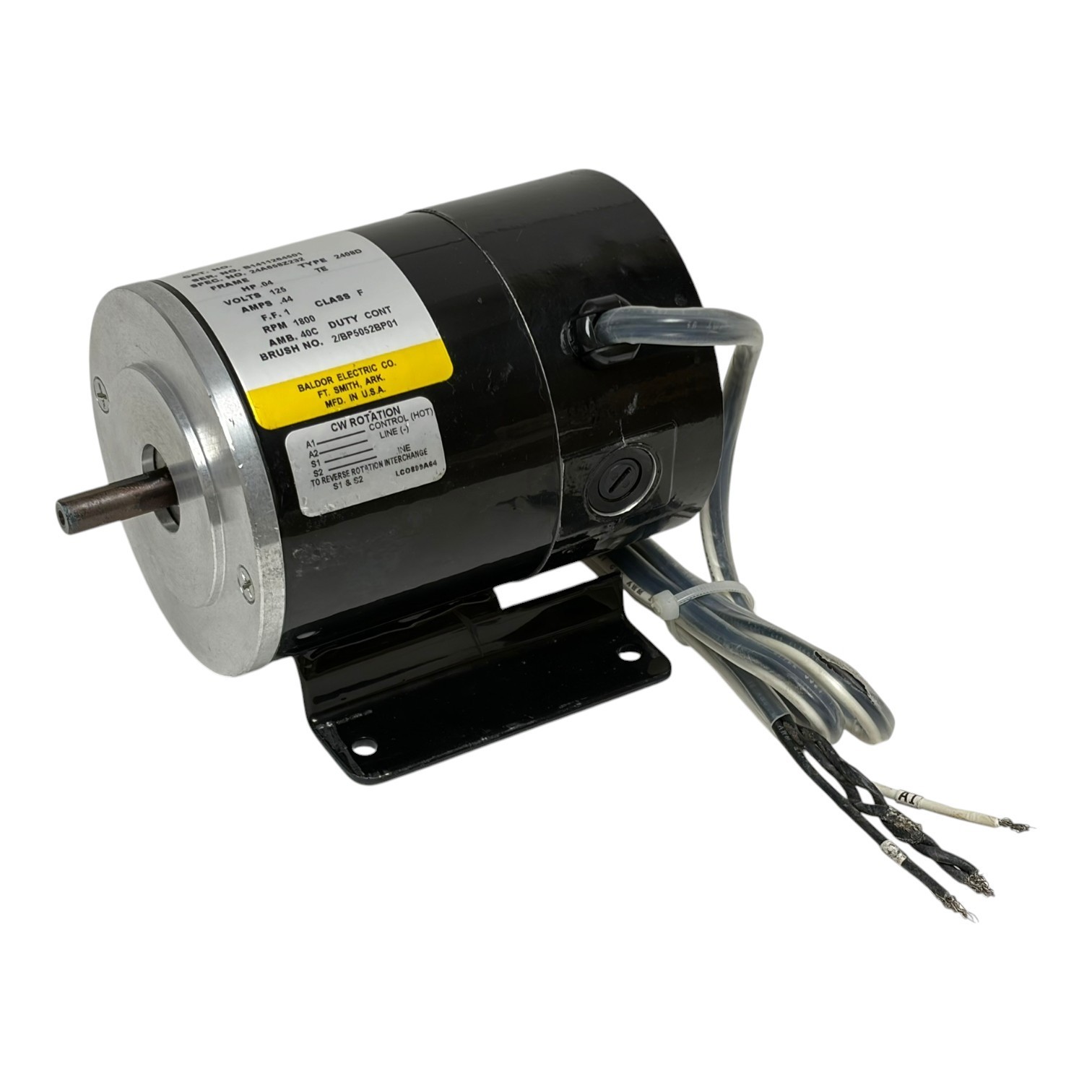 Used Baldor 24A658Z232 Type 2408D Industrial DC Motor 0.04 HP 1800 RPM 125V TE