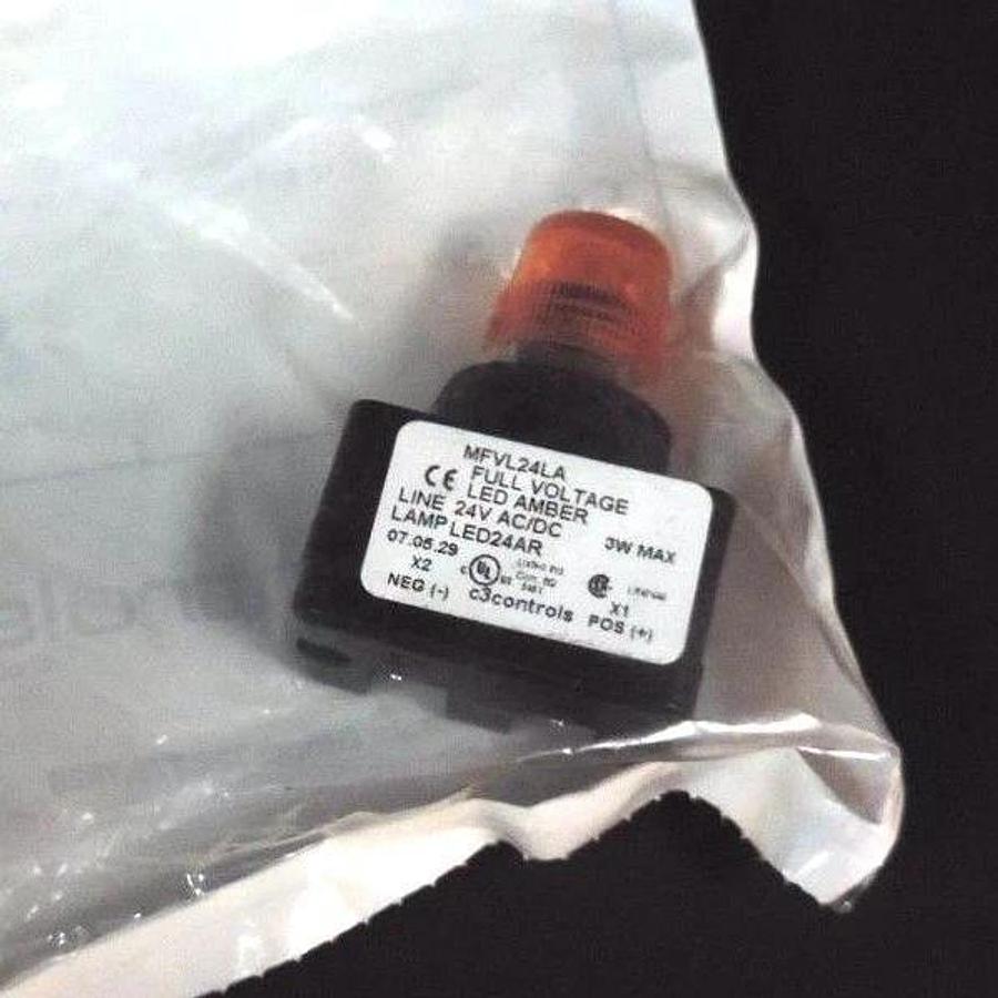 Used NEW C3 CONTROLS MFVL24LA-MPLLAR 16MM 24V AMBER PILOT LIGHT MFVL24LAMPLLAR