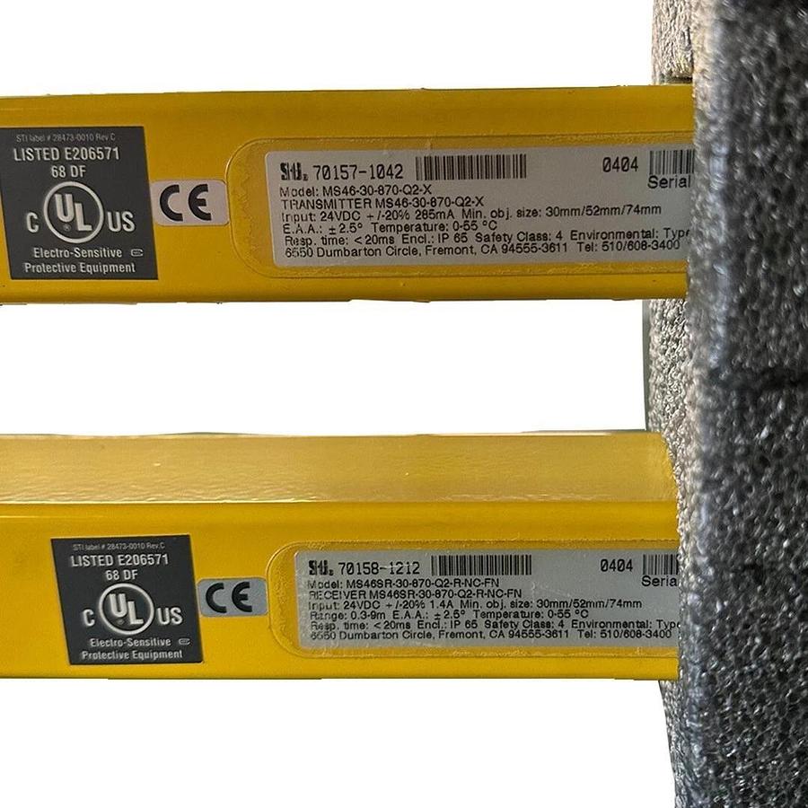 Used STI 70158-1212 / 70157-1042 Mini Safe 4600 SERIES LIGHT CURTAIN MS46-30-870-Q2-X