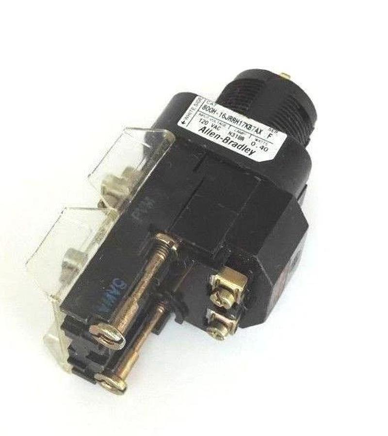 Used ALLEN BRADLEY 800H-16JRRH17KB7AX PUSHBUTTON 800H16JRRH17KB7AX SER. F 120 VAC