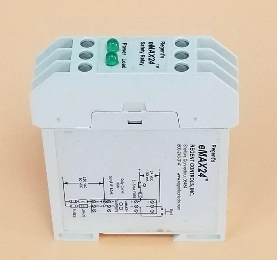 Used REGENT CONTROLS EMAX24 MOMENTARY SAFETY RELAY, 24VDC