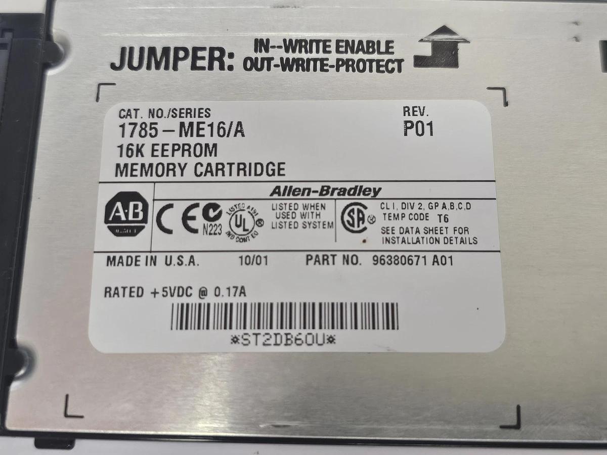 Used ALLEN BRADLEY 1785-ME16 16K EEPROM MEMORY CARTRIDGE 1785ME16 REV. P01