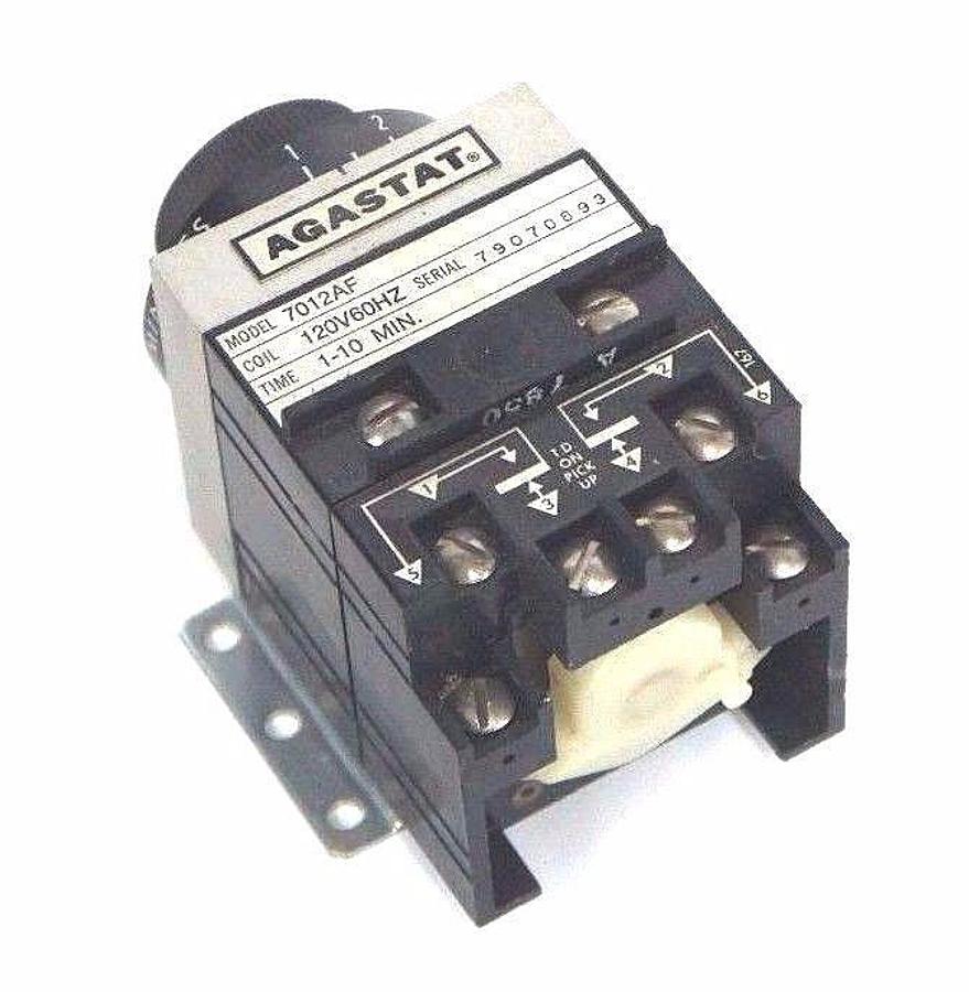 Used AGASTAT 7012AF TIMING RELAY 120V 60HZ COIL 7012-AF 1-10 MIN.