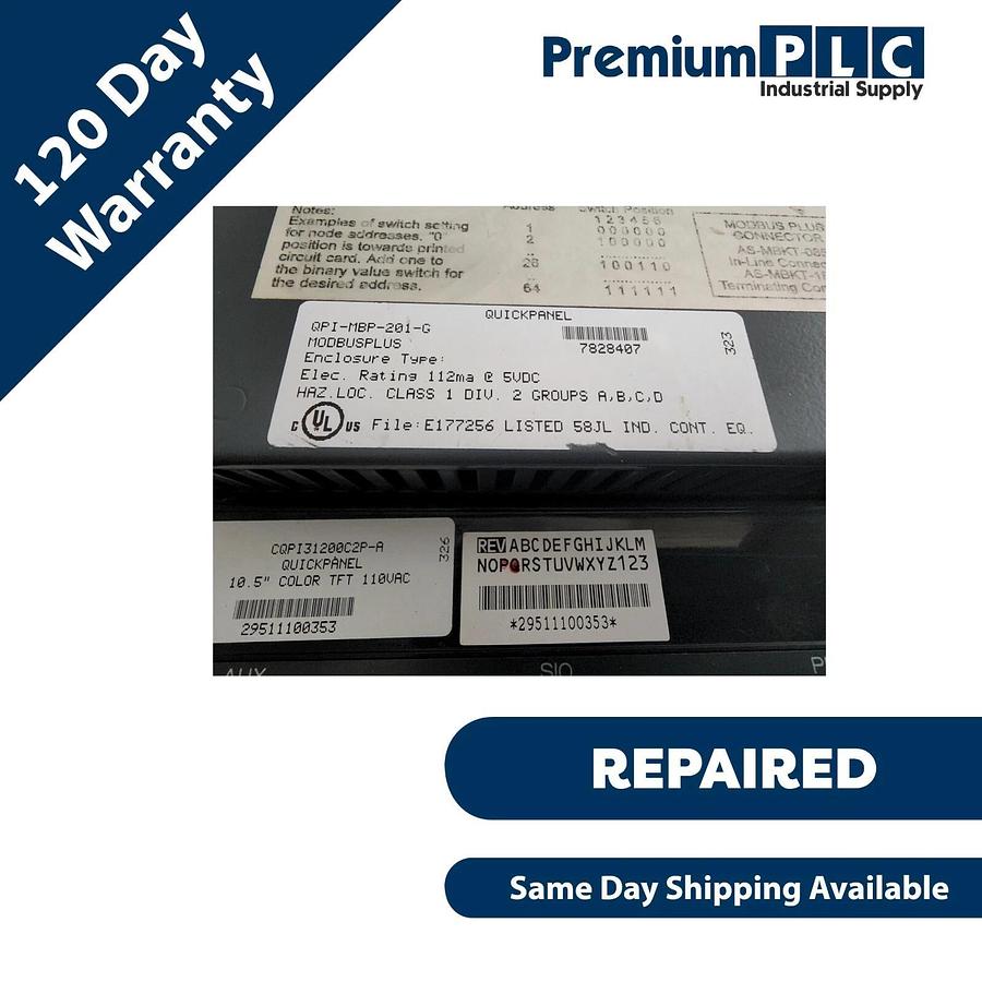 Refurbished GE FANUC TOTAL CONTROL CQPI31200C2P-A QUICKPANEL W/ QPI-MBP-201-G MODBUSPLUS