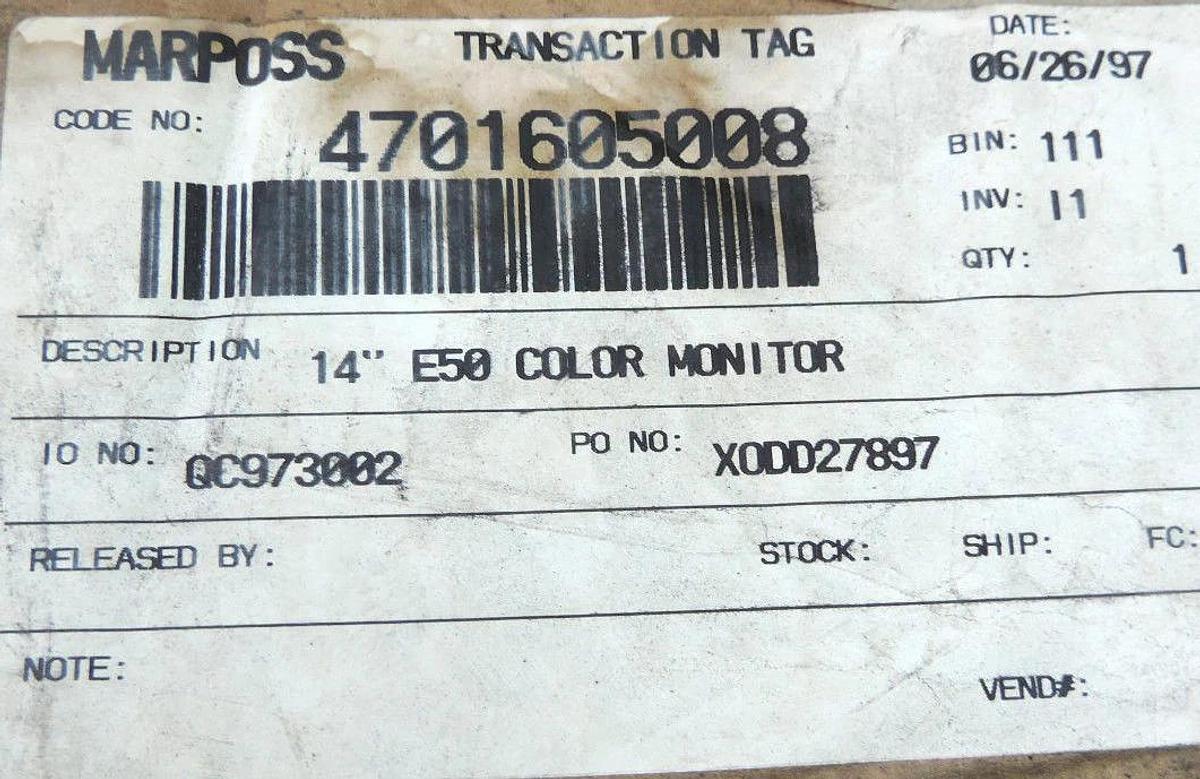 NEW MARPOSS 4701605008, 14" E50 COLOR MONITOR