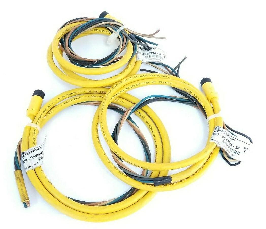 Used LOT OF 3 ALLEN BRADLEY 889R-F5WERM-6F PATCHCORDS SER. A 4A 250V 889RF5WERM6F