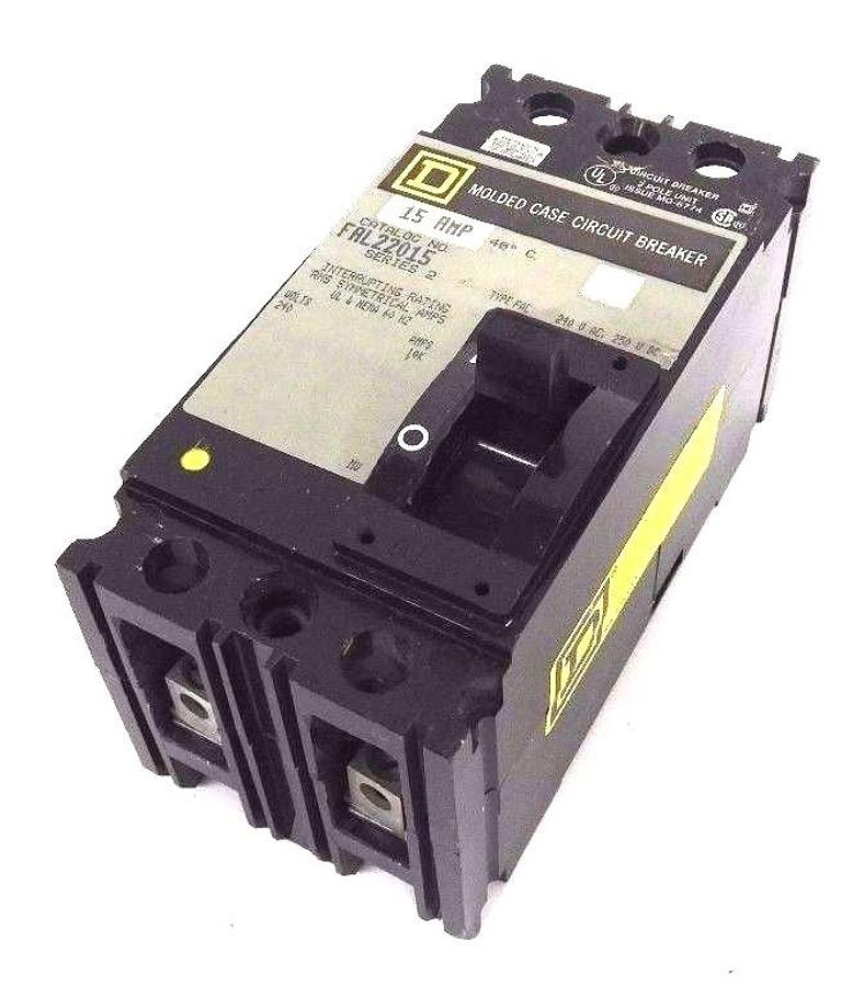 Used SQUARE D FAL22015 CIRCUIT BREAKER 15AMP, SER 2, 240VAC, 250VDC