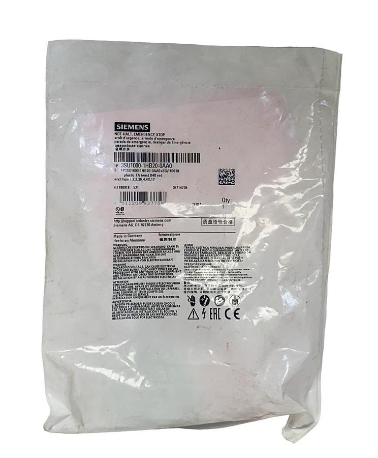 Used SIEMENS 3SU1000-1HB20-0AA0 / 3SU10001HB200AA0 NOT-HALT EMERGENCY STOP NSMP