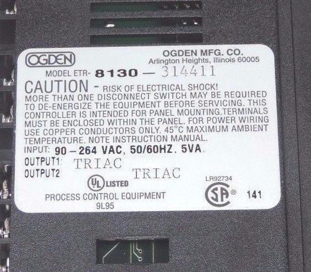 Used NIB OGDEN ETR-8130 TEMP CONTROLLER 8130-3144-11 INPUT: 90-264VAC OUTPUT: TRIAC