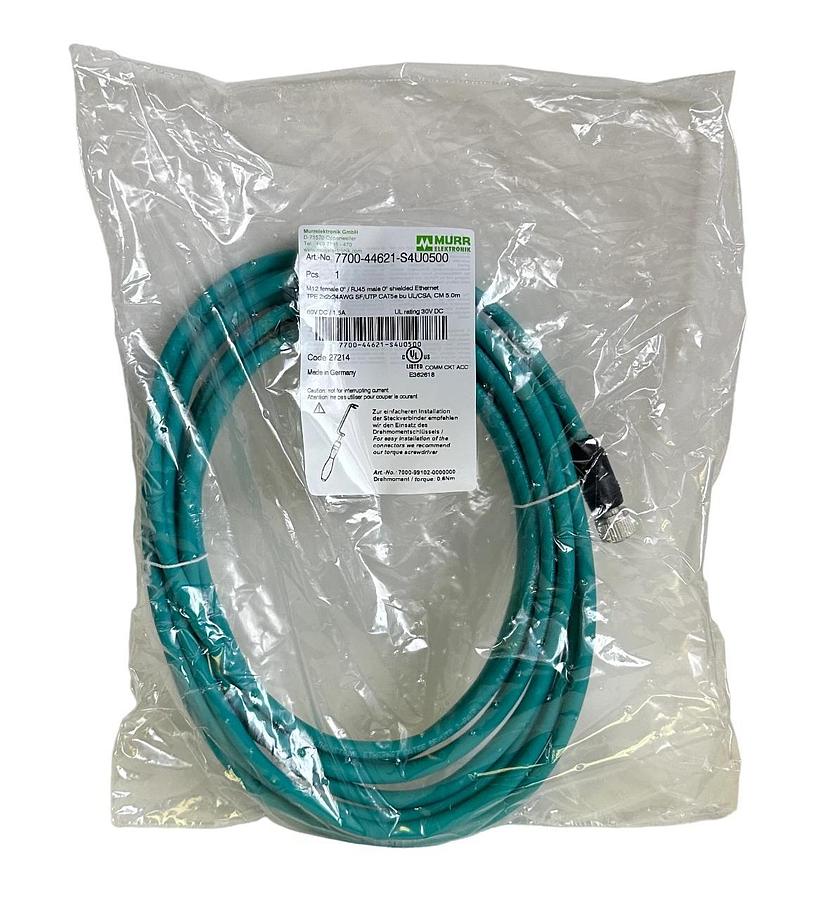 Used NEW MURR ELEKTRONIK 7700-44621-S4U0500 / 770044621S4U0500 M12 FEMALE RJ45 Enet