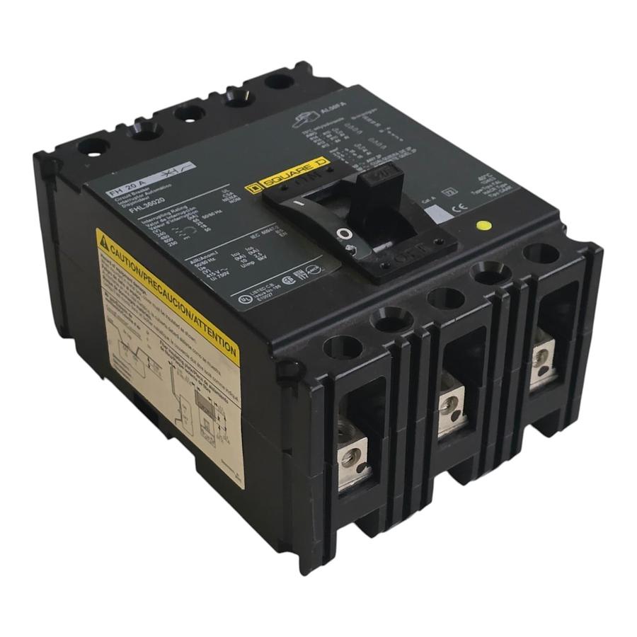 Used Square D FHL36020 Molded Case Circuit Breaker | 20A 3-Pole 600V F-Frame NSNP