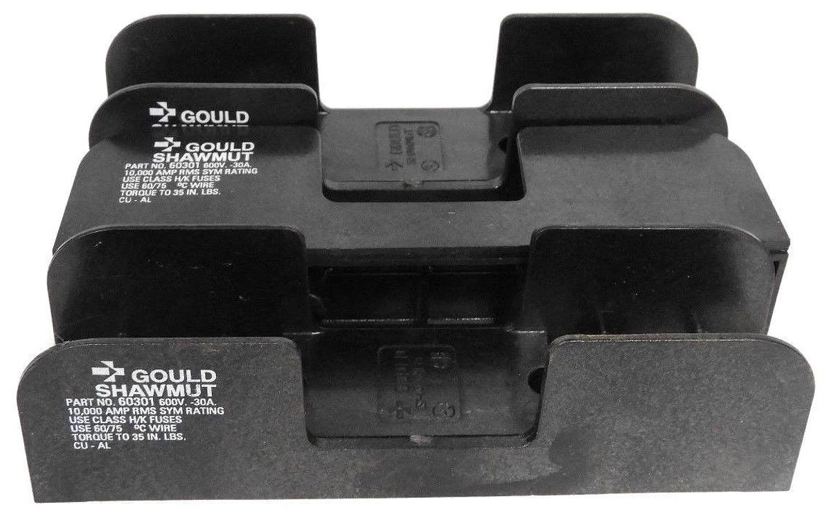 Used LOT OF 3 GOULD SHAWMUT 60301 FUSE HOLDERS 600V 30A H/K FUSES