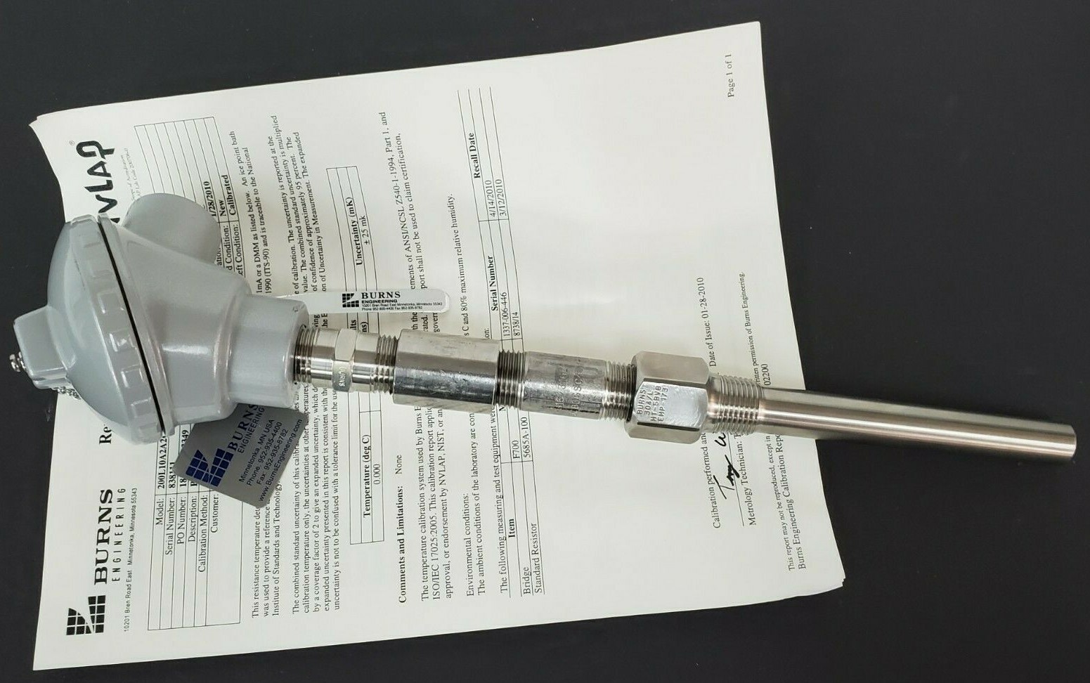 Used NEW BURNS 200L10A2A2C045TT202/CR10R11 TEMPERATURE SENSOR 1/2" X 3/4" W/ PROBE