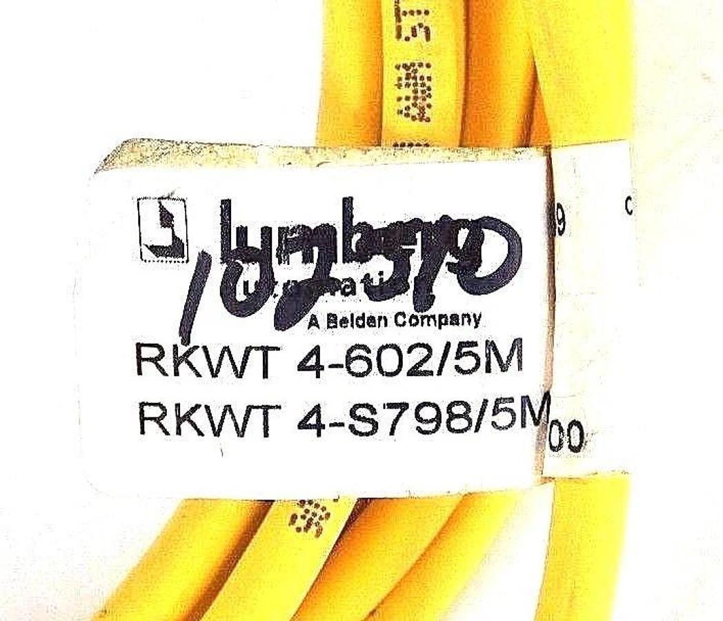 Used LOT OF 2 LUMBERG RKWT4-602/5M CABLES 5PIN ELBOW 5M, RKWT4-S798/5M