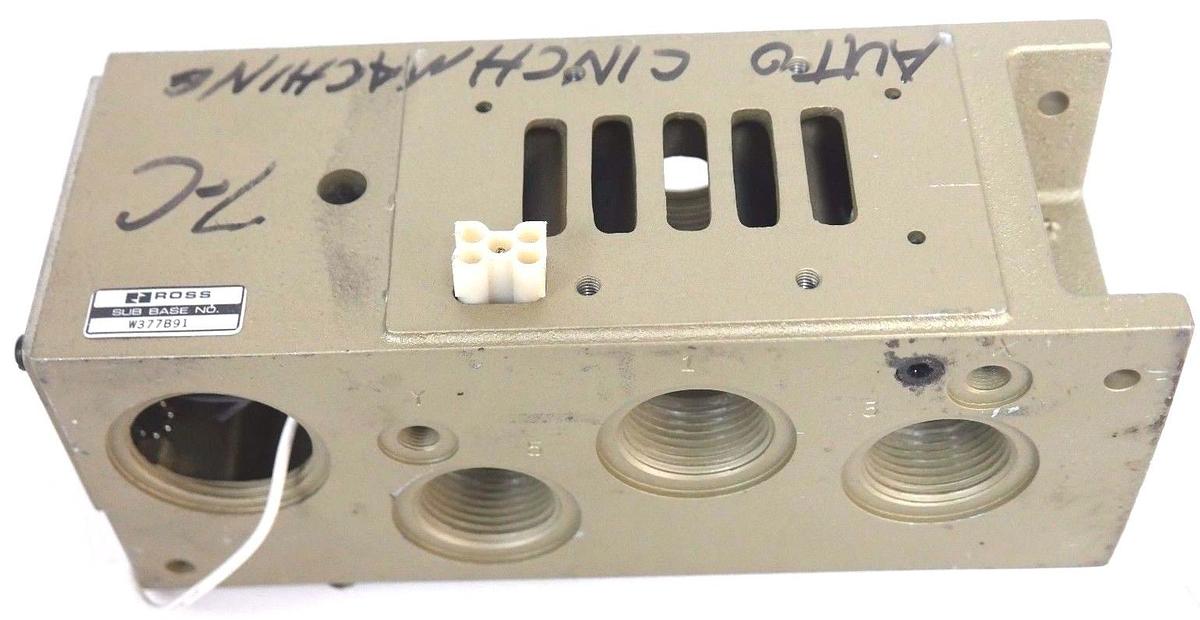 Used NEW ROSS W377B91 SUB BASE VALVE SIDE-PORTED