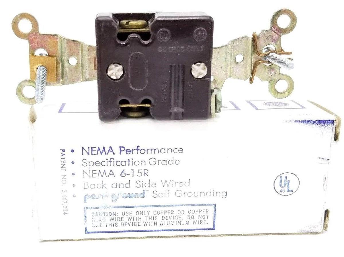Used NEW GENERAL ELECTRIC GE4069-1 SINGLE GROUND RECEPTACLE GE40691, 2-POLE, 3-WIRE