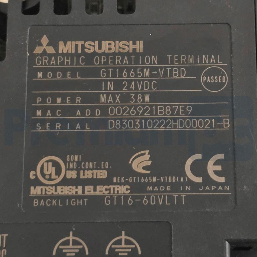 Used Mitsubishi GOT1000 GT1665M-VTBD 8.4" Graphic Terminal Touch Screen 24VDC NUPI