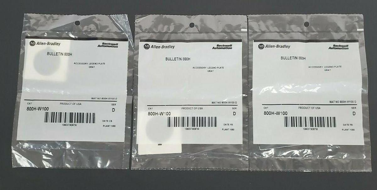 Used LOT OF 3 NEW ALLEN BRADLEY 800H-W100 GREY LEGEND PLATES SER. D