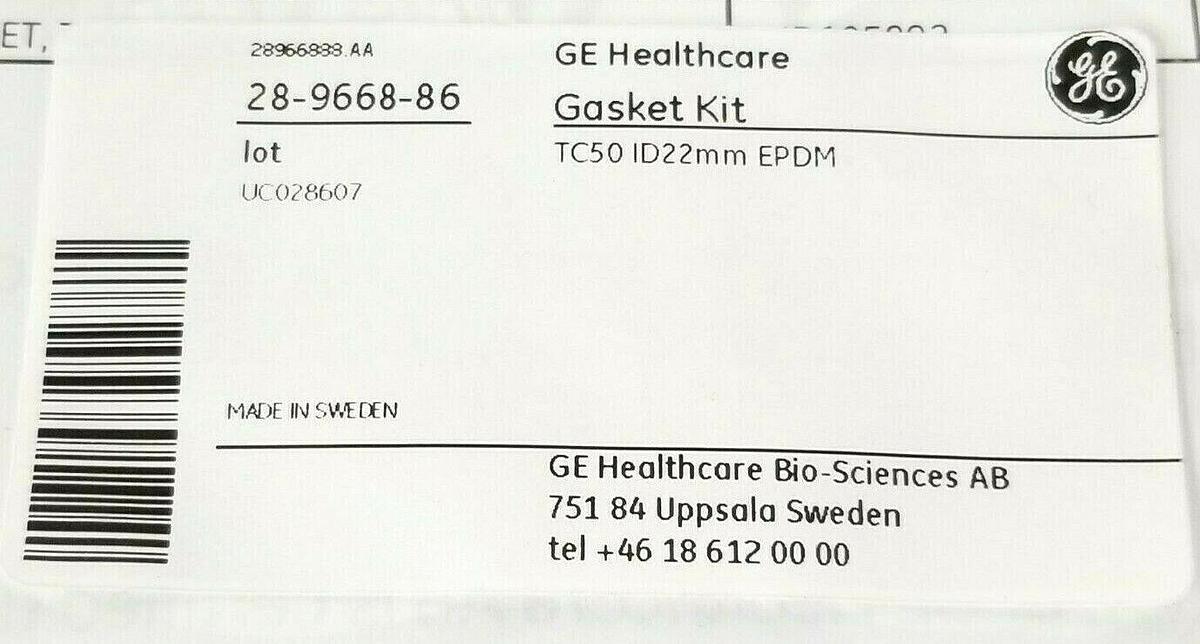 NEW GE HEALTHCARE 28-9668-86 GASKET KIT TC50 ID 22mm EPDM MBL 28966886 AB